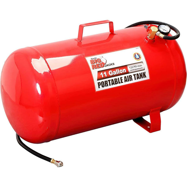 Torin Big Red Portable Horizontal Air Tank with 50" Hose, 11 Gallon Capacity