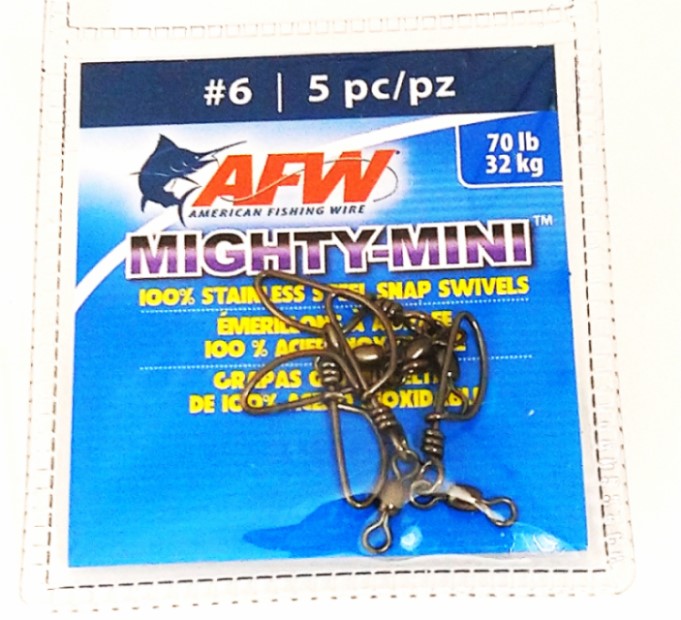 American Fishing Wire AFW Mighty Mini Snap Swivels, Black, #6, 5-Piece –  Near New Express